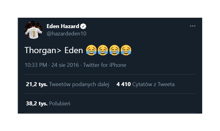 TWEET Edena Hazarda z 2016 roku... :D